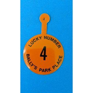 Lucky #4 Bally's Park Place Hotel Casino Atlantic City NJ Button Metal Tab Pin